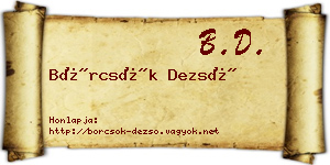 Börcsök Dezső névjegykártya